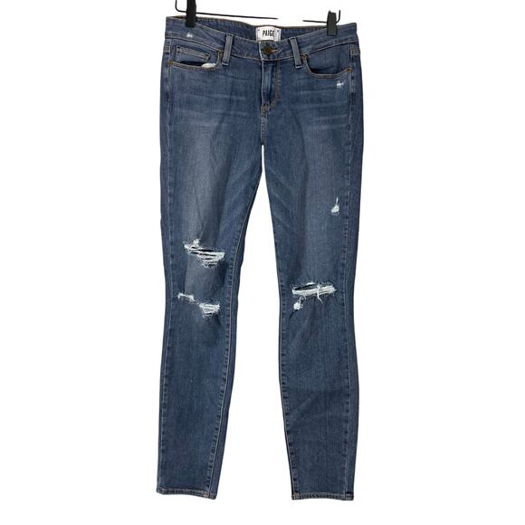 Paige Verdugo Ankle Women's Distressed Medium Wash Skinny Jeans - Size 29 - Mid - Picture 1 of 8